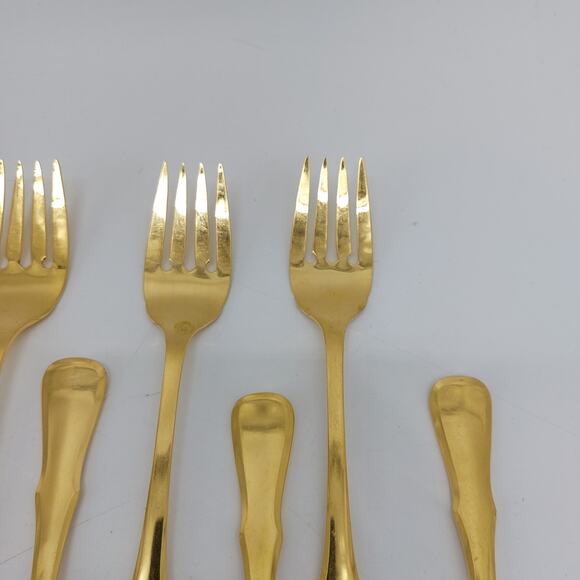 Northland Vintage Gold Tone Flatware 7 Salad Forks 1 Spoon - Picture 3 of 9